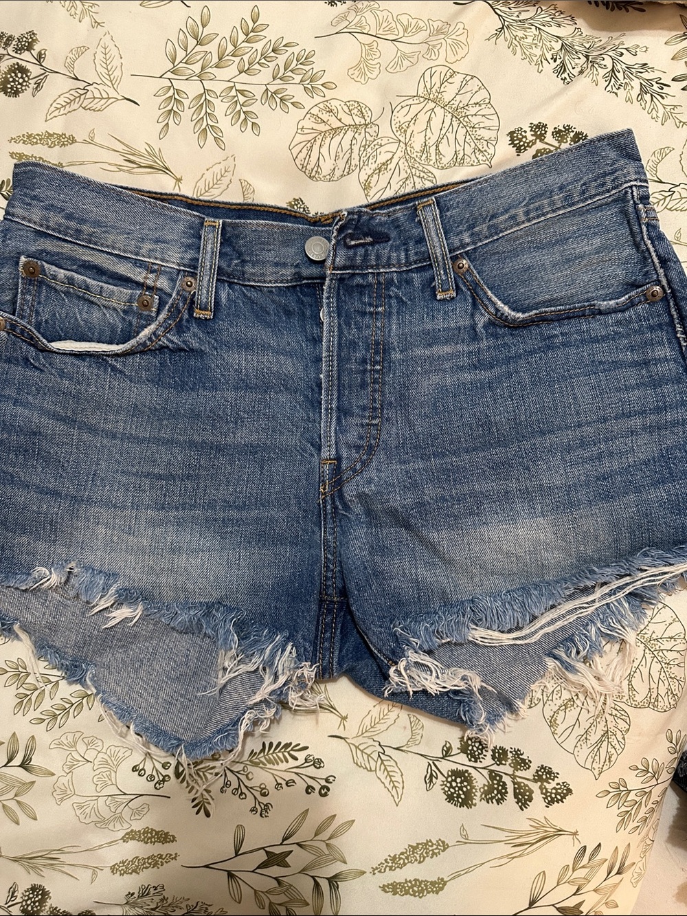 Levi's Blue Distressed Denim Cutoff Shorts